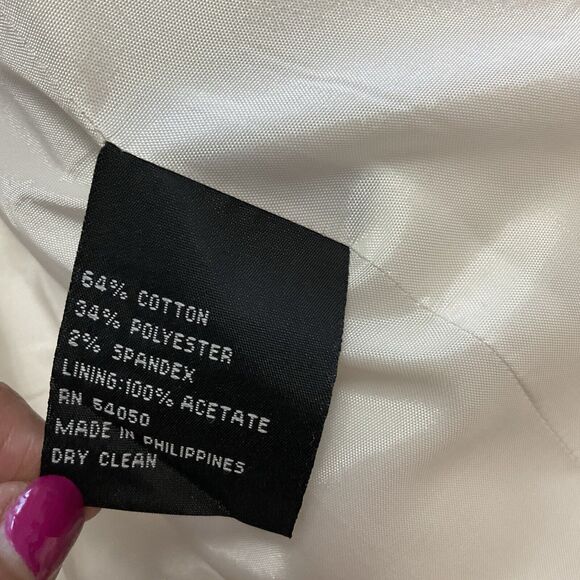 Kasper cotton stretch white denim gold button Jacket Size 14 Catalina  Brand New - Picture 8 of 14